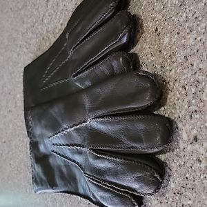 Men's NEW genuine leather gloves  Size large, lined, Black.